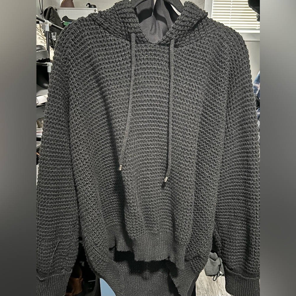 Women’s Waffle Knit Hoodie - Black - Size 3X (runs small)